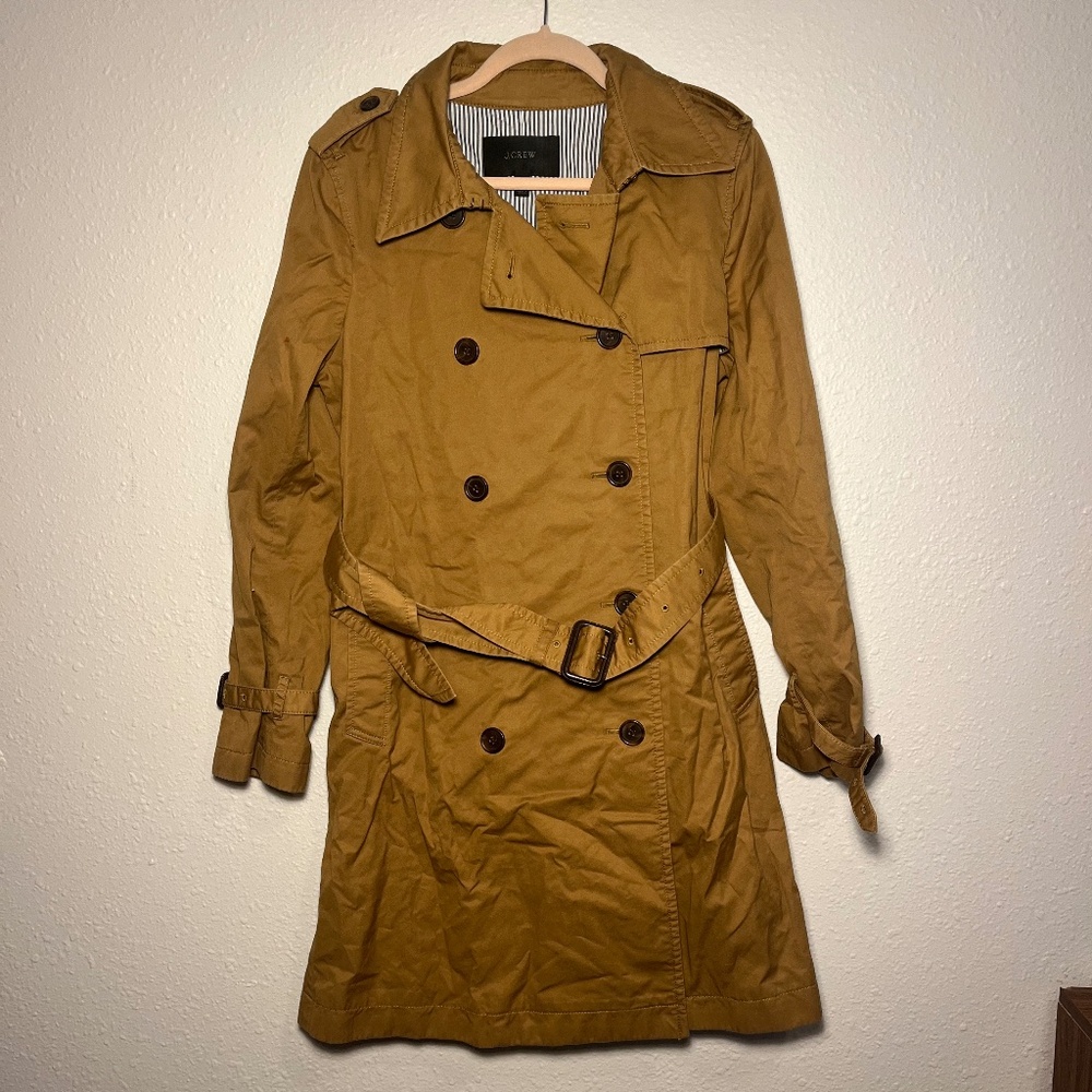 J Crew, Tan Button Up Trench Jacket, Size 10